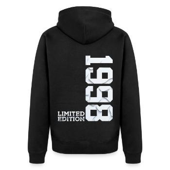 28. GEBURTSTAG LIMITED EDITION 1998 - Unisex Premium Bio Zip Hoodie - Schwarz - Hinten - Nico (187cm)