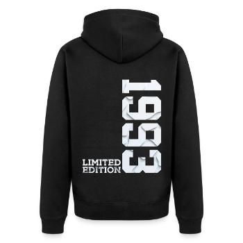33. GEBURTSTAG LIMITED EDITION 1993 - Unisex Premium Bio Zip Hoodie - Schwarz - Hinten - Nico (187cm)