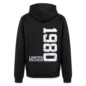 46TH BIRTHDAY LIMITED EDITION 1980 - Unisex Premium Organic Zip Hoodie - black - Back - Nico (187cm)