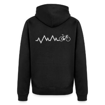 Radfahrer Herzdruck Humor Fahrrad - Unisex Premium Bio Zip Hoodie - Schwarz - Hinten - Nico (187cm)