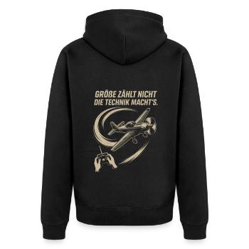 RC Airplane Saying Funny Model Airplane - Unisex Premium Organic Zip Hoodie - black - Back - Nico (187cm)