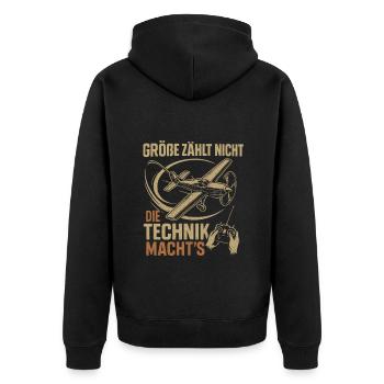 RC Airplane Saying Funny Model Airplane - Unisex Premium Organic Zip Hoodie - black - Back - Nico (187cm)
