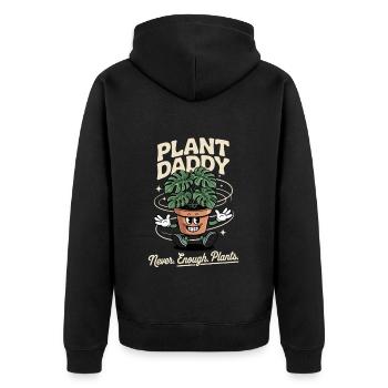 Funny Plant Parents Monstera Plant Daddy - Unisex Premium Organic Zip Hoodie - black - Back - Nico (187cm)