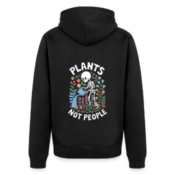 Plants Instead of People Funny Goth Plants - Unisex Premium Organic Zip Hoodie - black - Back - Nico (187cm)