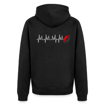 heartbeat rugby club supporter toulouse - Unisex Premium Bio Zip Hoodie - Schwarz - Hinten - Nico (187cm)