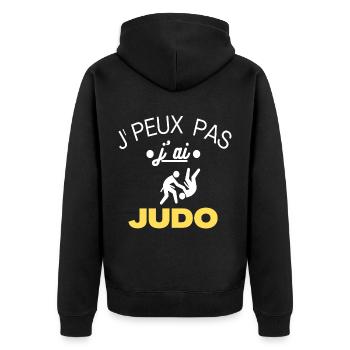 T shirt judo j' peux pas j' ai judo humour cadeau - Veste à capuche bio Premium Unisexe - noir - Dos - Nico (187cm)