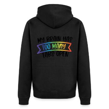 ADHS - Unisex Premium Bio Zip Hoodie - Schwarz - Hinten - Nico (187cm)