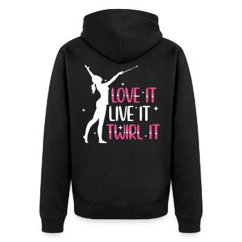 Stabdrehen Sprüche | Tanzen Tänzer Hobby Geschenk - Unisex Premium Bio Zip Hoodie - Schwarz - Hinten - Nico (187cm)
