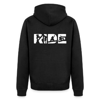 RIDE Snowboard Snowboarding Gift Birthday - Unisex Premium Organic Zip Hoodie - black - Back - Nico (187cm)