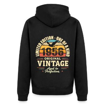 1956 Birthday Gift Vintage 1956 Retro 1956 - Unisex Premium Organic Zip Hoodie - black - Back - Nico (187cm)