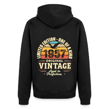 Birthday Gift 1957 Vintage 1957 Retro 1957 - Unisex Premium Organic Zip Hoodie - black - Back - Nico (187cm)