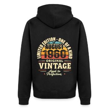 Août 1960 Anniversaire Août 1960 - August 1960 - Veste à capuche bio Premium Unisexe - noir - Dos - Nico (187cm)