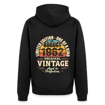 August 1962 Birthday August 1962 - Unisex Premium Organic Zip Hoodie - black - Back - Nico (187cm)