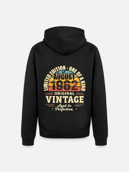 August 1962 Birthday August 1962 - Unisex Premium Organic Zip Hoodie - black