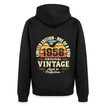 1958 Birthday Gift Vintage 1958 Retro 1958 - Unisex Premium Organic Zip Hoodie - black - Back - Nico (187cm)