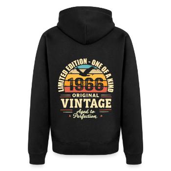 1966 Birthday Gift Vintage 1966 Retro 1966 - Unisex Premium Organic Zip Hoodie - black - Back - Nico (187cm)