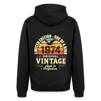 Cadeau Anniversaire 1974 Millésime 1974 Rétro 1974 - Veste à capuche bio Premium Unisexe - noir - Dos - Nico (187cm)