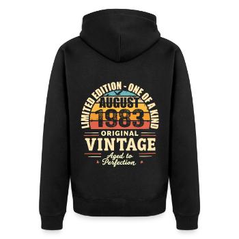August 1983 Birthday August 1983 - Unisex Premium Organic Zip Hoodie - black - Back - Nico (187cm)
