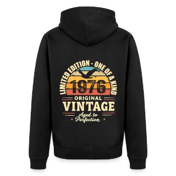 Cadeau Anniversaire 1976 Millésime 1976 Rétro 1976 - Veste à capuche bio Premium Unisexe - noir - Dos - Nico (187cm)