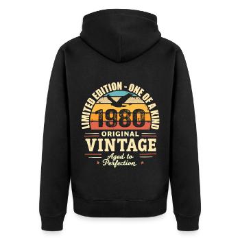 Cadeau Anniversaire 1980 Millésime 1980 Rétro 1980 - Veste à capuche bio Premium Unisexe - noir - Dos - Nico (187cm)