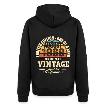 August 1968 Birthday August 1968 - August 1968 - Unisex Premium Organic Zip Hoodie - black - Back - Nico (187cm)
