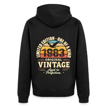 1983 Birthday Gift Vintage 1983 Retro 1983 - Unisex Premium Organic Zip Hoodie - black - Back - Nico (187cm)