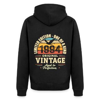 1994 Geburtstagsgeschenk Jahrgang 1994 Retro 1994 - Unisex Premium Bio Zip Hoodie - Schwarz - Hinten - Nico (187cm)