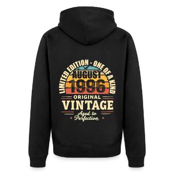 Août 1996 Anniversaire Août 1996 - August 1996 - Veste à capuche bio Premium Unisexe - noir - Dos - Nico (187cm)
