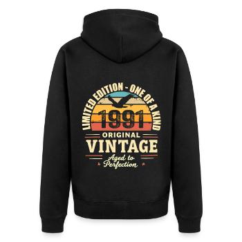 Cadeau Anniversaire 1991 Millésime 1991 Rétro 1991 - Veste à capuche bio Premium Unisexe - noir - Dos - Nico (187cm)