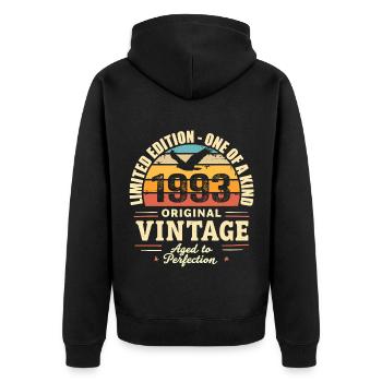 Birthday Gift 1993 Vintage 1993 Retro 1993 - Unisex Premium Organic Zip Hoodie - black - Back - Nico (187cm)