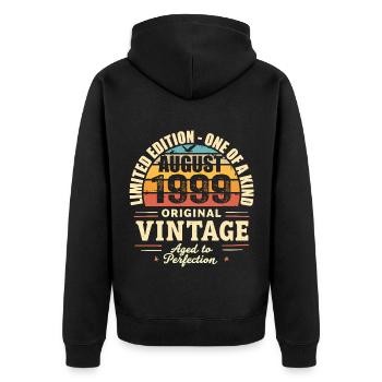 Août 1999 Anniversaire Août 1999 - August 1999 - Veste à capuche bio Premium Unisexe - noir - Dos - Nico (187cm)