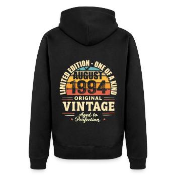 Août 1994 Anniversaire Août 1994 - August 1994 - Veste à capuche bio Premium Unisexe - noir - Dos - Nico (187cm)