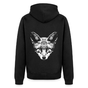 Renard / Renard / Tête / Renard roux - Veste à capuche bio Premium Unisexe - noir - Dos - Nico (187cm)