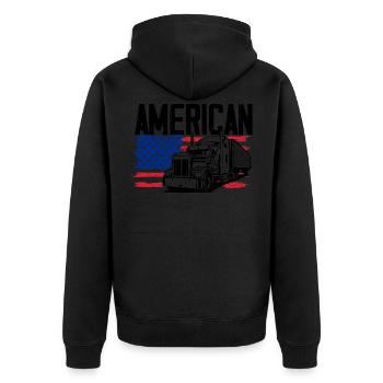 Trucker American Flag Trucks - Truck Driver Trucke - Unisex Premium Bio Zip Hoodie - Schwarz - Hinten - Nico (187cm)