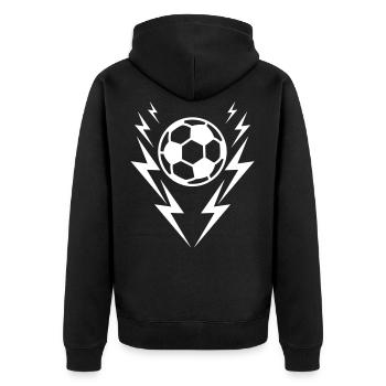 Fussball Blitze Donner Fußball - Unisex Premium Bio Zip Hoodie - Schwarz - Hinten - Nico (187cm)
