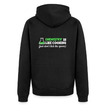 Chemie ist wie kochen lustige Sprüche - Unisex Premium Bio Zip Hoodie - Schwarz - Hinten - Nico (187cm)