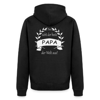So sieht der beste Papa der Welt aus - Unisex Premium Bio Zip Hoodie - Schwarz - Hinten - Nico (187cm)