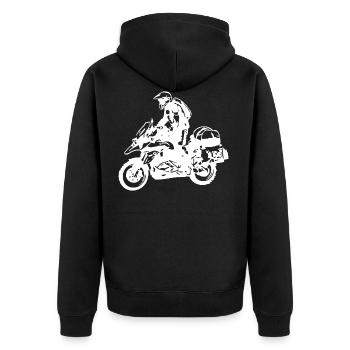 Moto Sport - Unisex Premium Bio Zip Hoodie - Schwarz - Hinten - Nico (187cm)