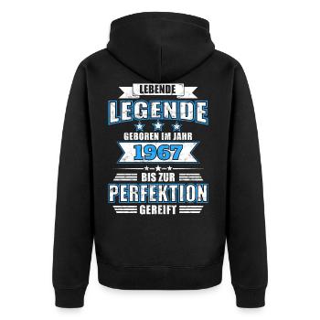 1967 - Unisex Premium Bio Zip Hoodie - Schwarz - Hinten - Nico (187cm)
