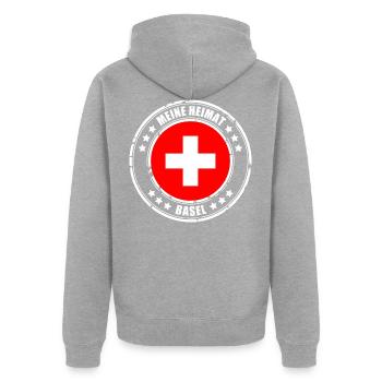MA VILLE NATALE BÂLE - Veste à capuche bio Premium Unisexe - gris chiné - Dos - Nico (187cm)