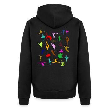 COLORFUL SILHOUETTES - Unisex Premium Organic Zip Hoodie - black - Back - Nico (187cm)