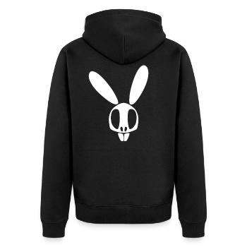 Bunnyskull White - Unisex Premium Organic Zip Hoodie - black - Back - Nico (187cm)