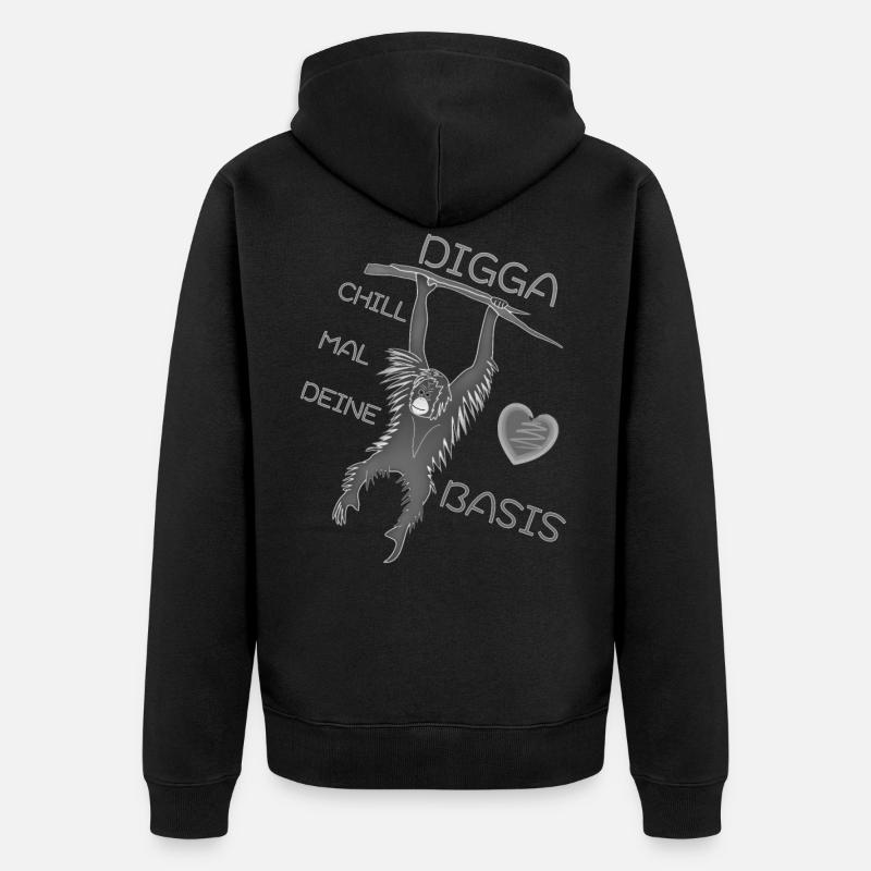DIGGA CHILL MAL DEINE BASIS - Unisex Premium Bio Zip Hoodie - Schwarz