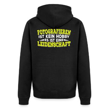 Fotografie - Fotografieren ist kein Hobby - Unisex Premium Bio Zip Hoodie - Schwarz - Hinten - Nico (187cm)