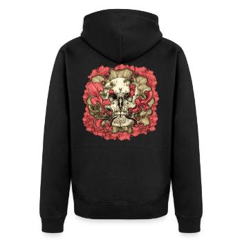 Fleur de crâne tatoué - Veste à capuche bio Premium Unisexe - noir - Dos - Nico (187cm)