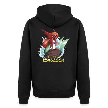 Der kleine Baglock - Unisex Premium Bio Zip Hoodie - Schwarz - Hinten - Nico (187cm)