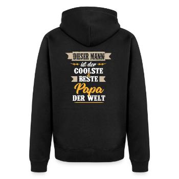 Dieser MANN - der coolste & beste Papa der Welt - Unisex Premium Bio Zip Hoodie - Schwarz - Hinten - Nico (187cm)