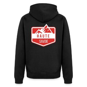 Wappen Haute Savoie 3 - Unisex Premium Bio Zip Hoodie - Schwarz - Hinten - Nico (187cm)