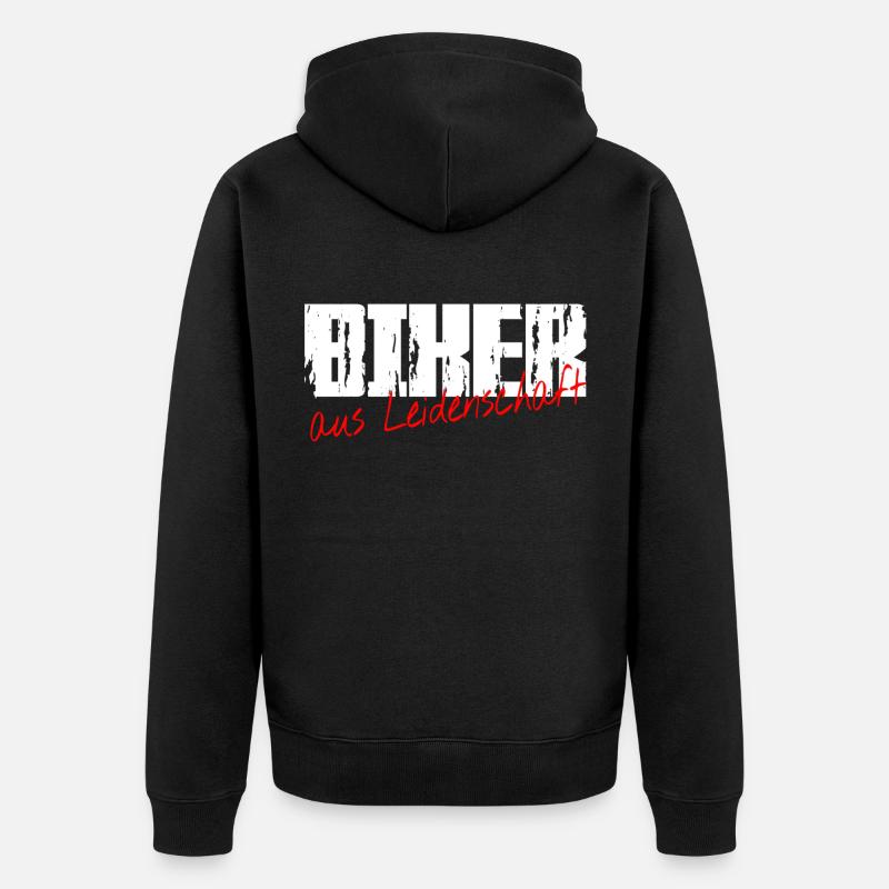 Biker aus Leidenschaft - Unisex Premium Bio Zip Hoodie - Schwarz