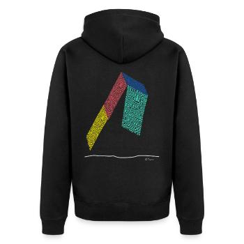 Modern design Graffiti, Muster, Logo, trend - Unisex Premium Bio Zip Hoodie - Schwarz - Hinten - Nico (187cm)